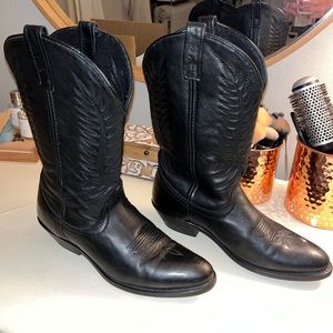 Laredo Vintage Black Leather Cowboy Boots